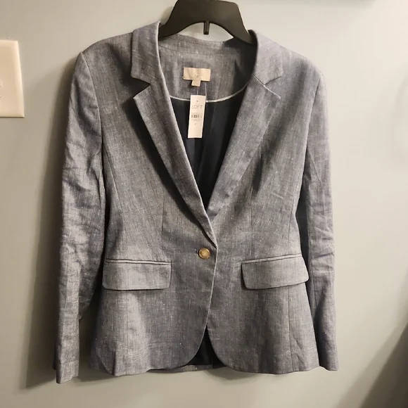 LOFT Light Blue Blazer with Gold Button - Picture 1 of 5